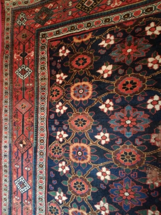 An antique Veramin with 292/154 cm. On wool rug. Good shape with signs of use. Small area with need of repile.            