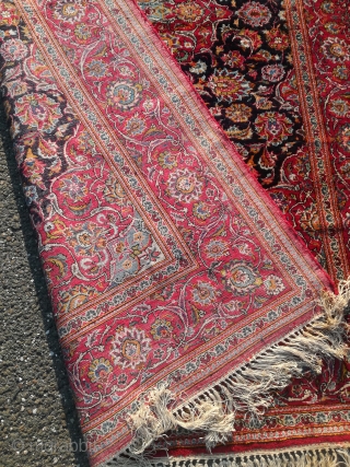An old Iran Kashan silk on silk rug with 210/140 cm. Very good condition with even good pile.               