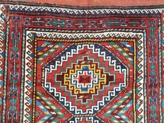 Wool foundation rug from kurds of quchan region , northeast of iran , brilliant shiny colors , glossy wool
 circa 1920 , the rug has a very soft touch
Size 275 * 142  ...