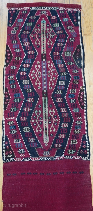 Antique Turkish Kilim Bag ca. 1900s, size: 22" x 77" long (56 x 196 cm.)                  