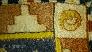 Antique uzbek or european embroidery wool, no: 201, size: 40*38cm,  Dragon design.                    