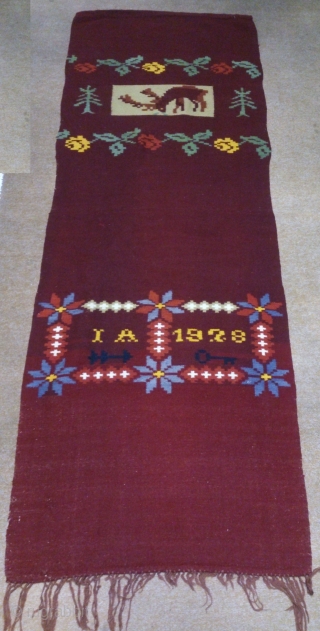 Swedish kilim(Rolakan technique), no: 246, size: 188*66cm, dated and signed, pictorial design, wall hangings.                   