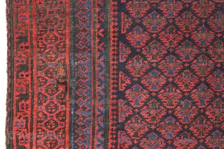 Antique baluch prayer rug. Older piece with top color. Good presence. The way these keep showing up, you might think they are common but you would be wrong. 3rd qtr 19th c.  ...