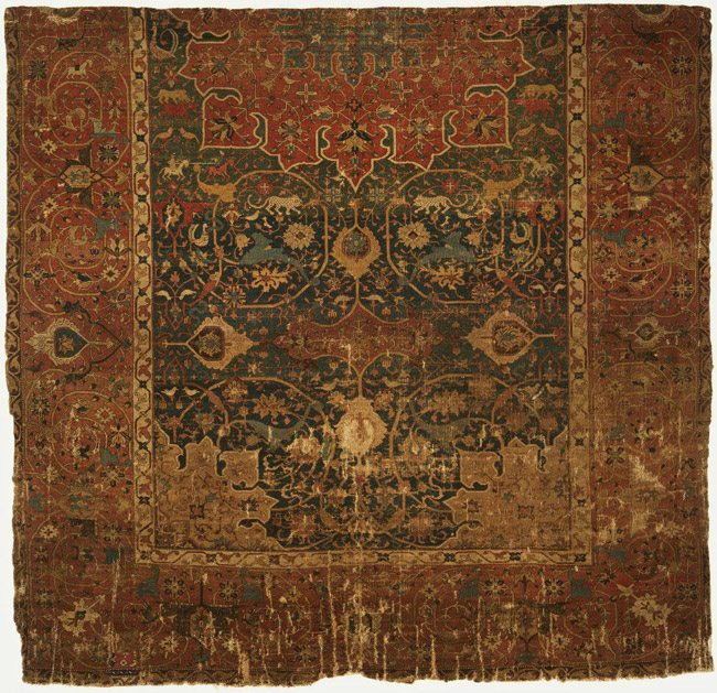 Safavid Persian medallion carpet fragment