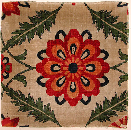Mughal velvet Carpet fragment