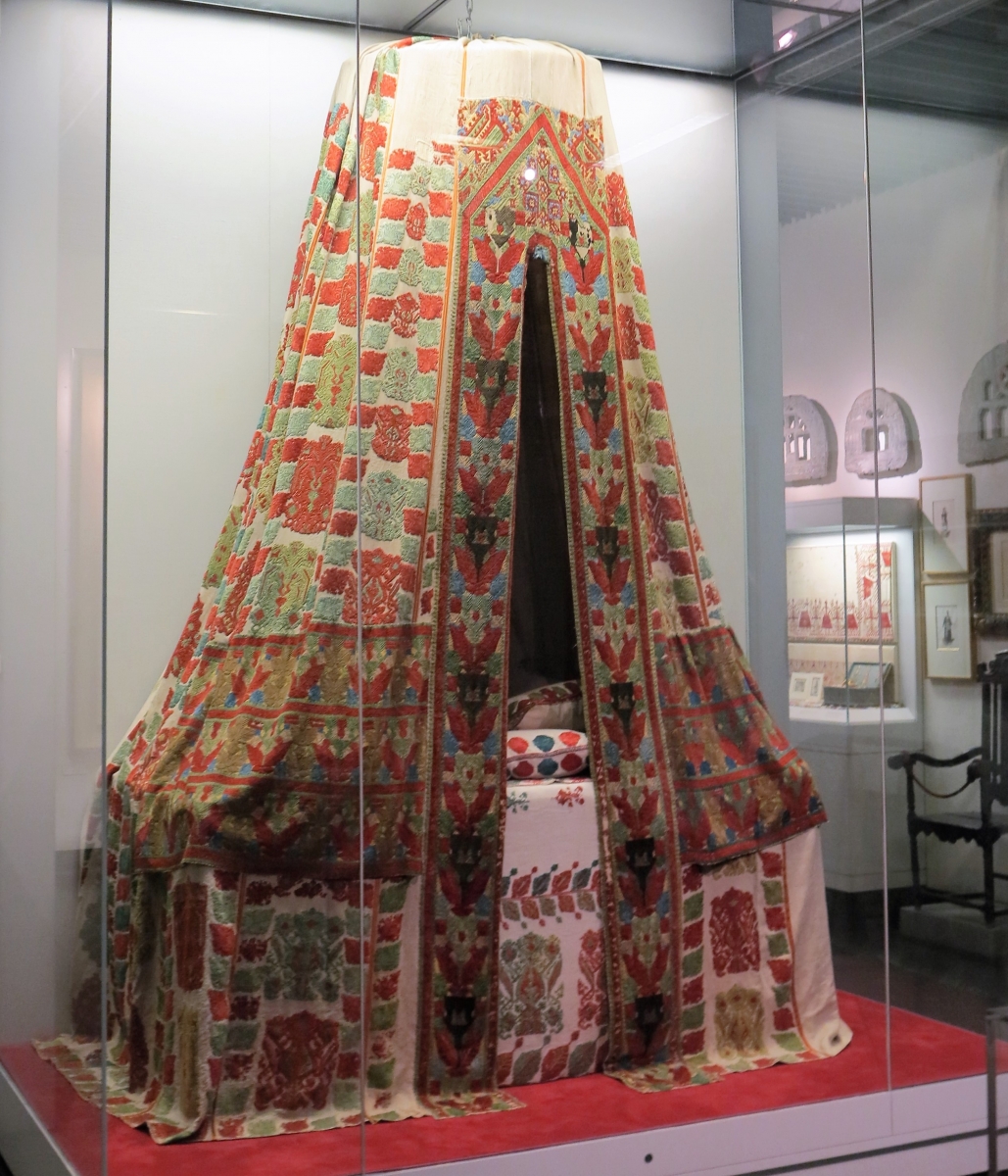 Rhodian embroidered sperveri bed-tent, circa 1700, Benaki Museum