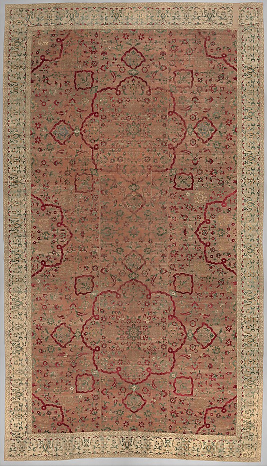 Mughal silk and velvet carpet