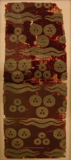 Silk Velvet Fragment with Tiger-stripe and  &amp;#039; Cintamani &amp;#039; Design