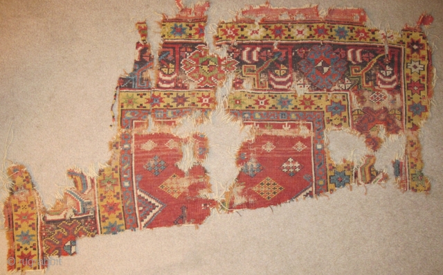 Central Anatolian Prayer Rug Fragment circa 1800 starting@ $150