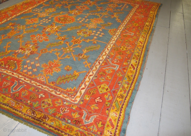 Antique Ushak Carpet, 3.54m x 2.74m, (11'8" x 9'). Decorative and available.                     