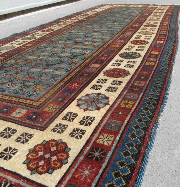 Antique Talish Long Runner with aquamarine field, 2.62m x 1.07m (8'5" x 3'5")                    