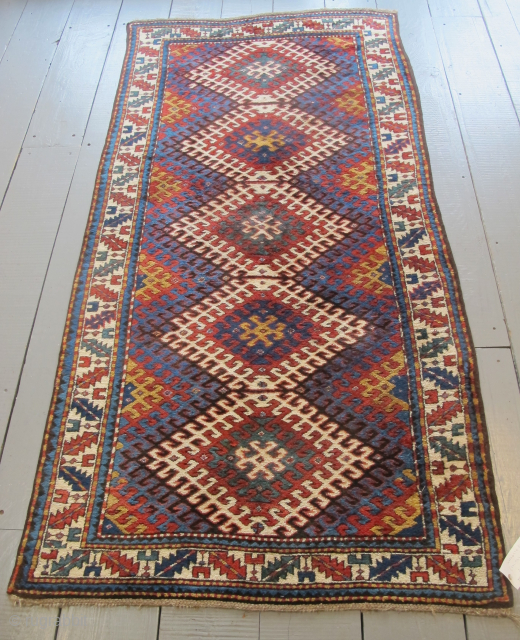 Karabagh rug, circa 1880, all natural dyes, mint condition. The dimensions are 2.48m x 1.28m (8'1" x 4'2"). Reasonably priced. SOLD THANKS           