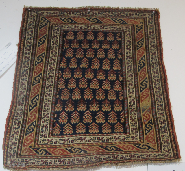 Shahsavan Soumac Bagface, Circa 1800, 52cm x 56cm (2'7" x 2'8"). All natural dyes, very jewel-like.                 