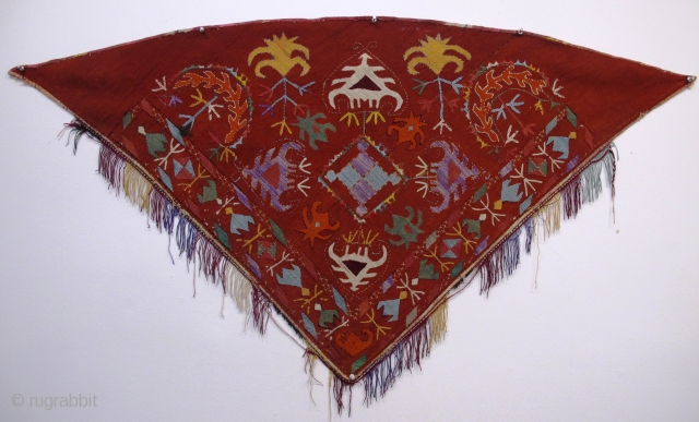 Silk Embroidered Horse Cover,Uzbekistan, early 20th century. 1.05m x 0.62m (3'6" x 2'1")                    