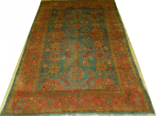 Oushak carpet, western Anatolia, circa 1890, 3.43m x 2.18m (11'3" x 7'2"). A lovely carpet with good colour, well spaced design and good fleecy wool. In excellent condition. Clean and ready for  ...