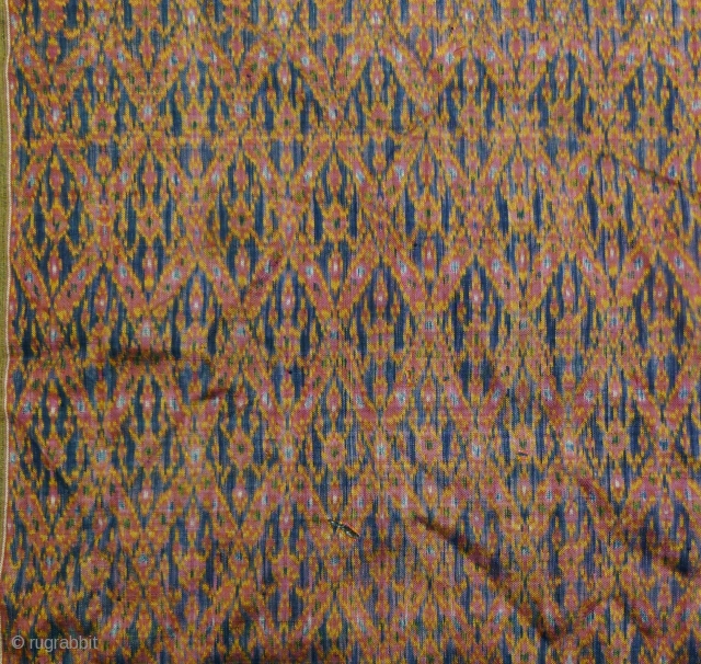 Khmer Sampot Hol: Rare silk Cambodian ikat lower garment L: 288cm/113.in and W: 90cm/35.5in with twill weave; unique to Khmer textiles. This skill died out during the reign of the Khmer Rouge  ...