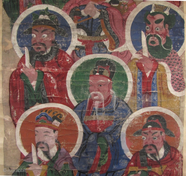 Large Taoist painting depicting deities.- 120 years old. This piece is dated 29th year of Emperor Daoguang- 1849. The dedication reads it is was gifted by a Li Qinfeng to what I  ...