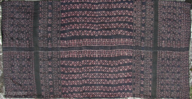 Beautiful, unopened, three paneled woman’s sarong from Flores Island (probably Ende), Indonesia. Circa 1950 +/-. All hand spun and woven cotton and natural dyes. Very soft and in perfect condition. The incorporation  ...