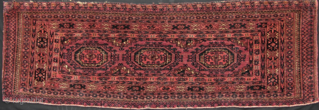 Lovely old Afghan Turkmen chuval/torba (door or floor cushion section) wool on wool weaving, all natural dyes circa 80 years old. Minor restoration around the edges but over all very good condition  ...