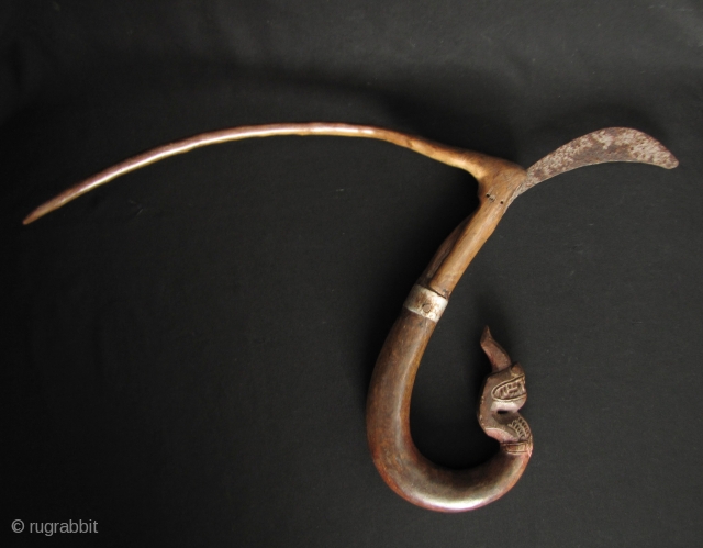 )ld rice sickle from Cambodia with decorative mystical serpent “Naga” head. This is pre Khmer Rouge circa 1950s to 1960s. Overall good condition: blade is still sharp but could use a good  ...