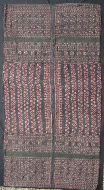 Beautiful, unopened, three paneled, semi-antique, woman’s sarong from Flores Island (probably Ende), Indonesia. Circa 1950 +/-. All hand spun and woven cotton and natural dyes. Very soft and in perfect condition. The  ...