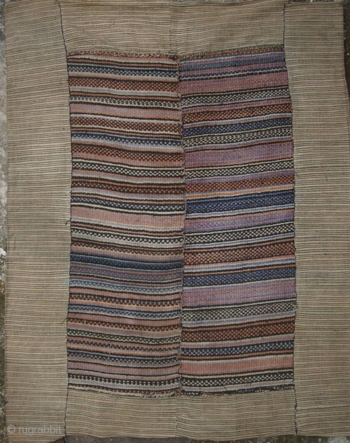 Chinese Hemp Blanket: Unique bast fiber blanket from Malipo, Zhuang and Miao Autonomous Prefecture, Wenshan County, Yunnan China near Vietnam The border looks to be cotton weft and a very fine hemp  ...