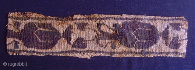 item # 1007
Size 19.5 X 5 CM
Coptic textile, 2th- 7thC Egypt,
One of 52 pieces will be offered as one collection. Mostly framed professionally on an acid free backing, some unframed yet. 
 