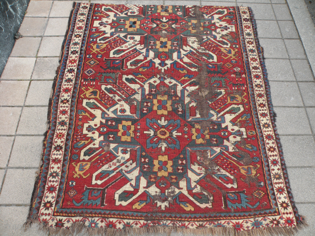 Antique Karabagh chelabert rug fragment 144x163cm                           