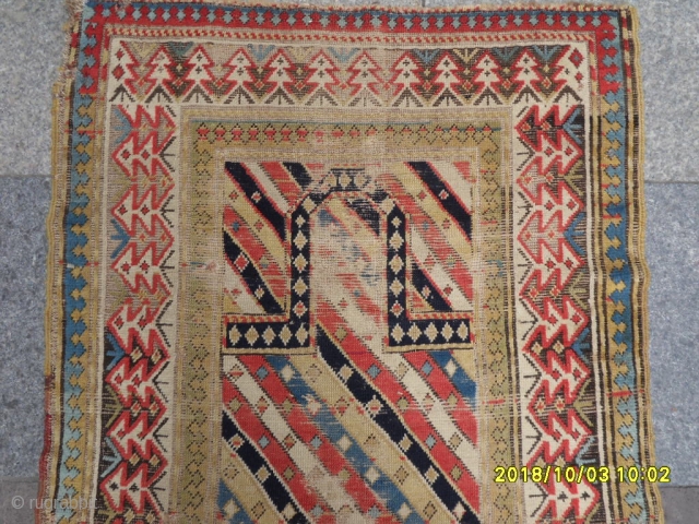 Antıque Caucasian Prayer Fragment Carpet size:152x86 cm.                          