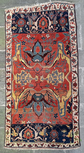 Beautiful and rare Garrus Vagireh, Bijar area, West Persia, circa 1870. Elegant and large Kurdish carpet sampler, measuring 287x148 cm. 
For inquiries, please write directly to alberto@albertoboralevi.it      