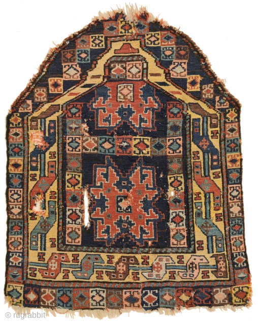 Sumak miniature prayer mat (?), Shahsavan tribe, Khamseh region, Northwest Persia, circa 1880, 49 x 59 cm (19.5 x 23 inches) Part of our current online exhibition https://www.albertolevi.com/exhibitions/from-eurasia-with-love/

An absolutely unique piece, with  ...