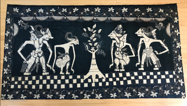 Hand Drawn Wayang Batik Tulis - Nice All Natural Colors and Condition (a few small holes). Late Colonial Era - 1930 or older. Acquired from the family of a German farmer who  ...