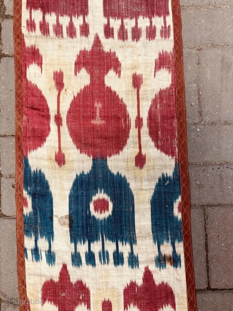 Antique Uzbek Ikat Textile Fragment                            