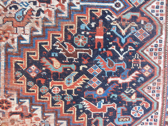 Antique Qashqaii Bird Rug [price.$ 675 ]                          