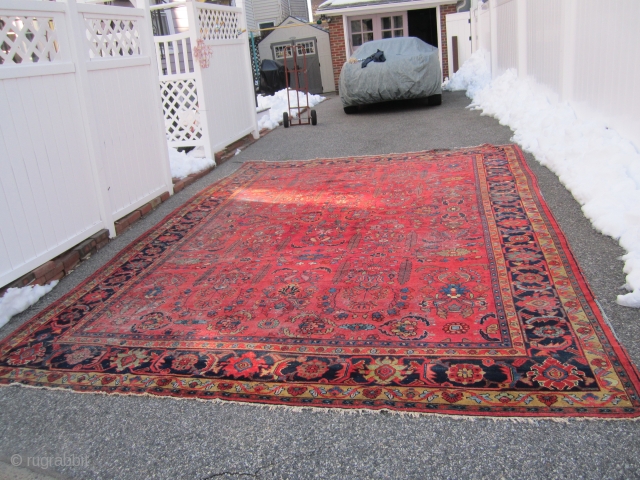 huge antique persian lillian oriental rug measuring 10' 8" x 14' 6" solid rug no holes area of wear clean can send more picture if interested thanks. ON HOLDDDDDDDDDDDDDDDD    