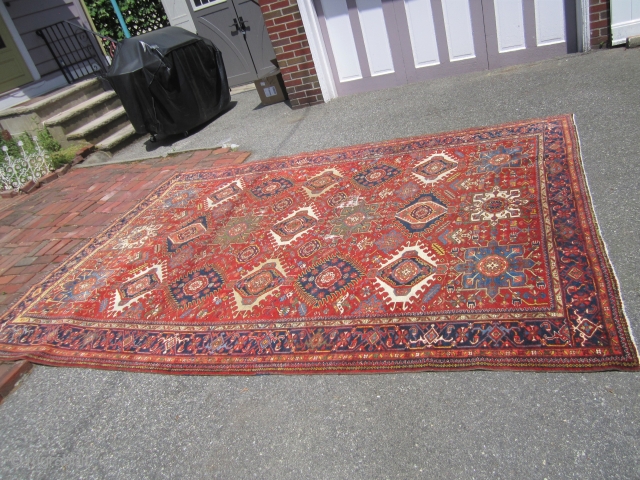 persian karaja rug great rare size great colors solid rug no dry rot no damage some wear as shown 8'  x  10' 9" clean everything sells here check me outSOLDDDDDDDDDDDDDDDDD  ...