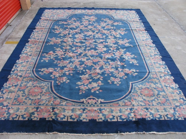 Antique Art Deco Chinese rug, hand knotted wool, China, ca.1930, this type is called Fette after Helen Fette who was a missionary in China, they were never very thick and plush, this  ...