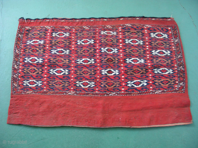 Antique Turkoman flat-weave Chuval, tribal storage bag, Yomud People, Turkmenistan, hand woven kilim, wool and white cotton, 1st Qtr 20thC, general good condition, minor staining, it could benefit from a cleaning, the  ...