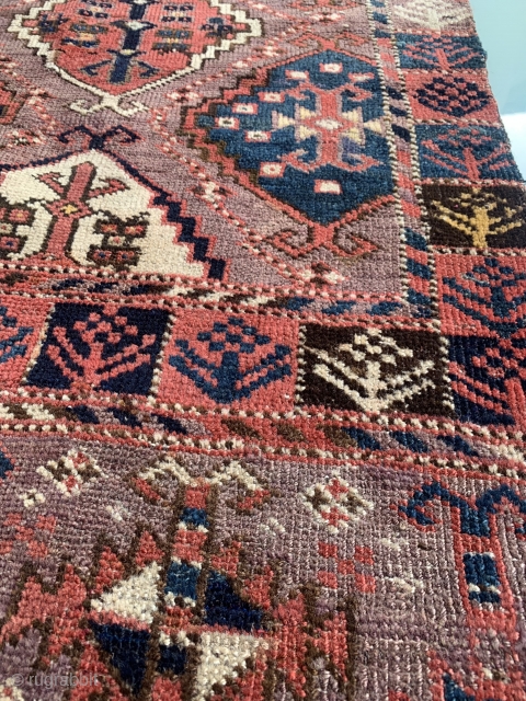 121 cm x 86 cm antique and oold Chodor Chuval with grat natural dyes and unique ground colour. Exceptional piece!             