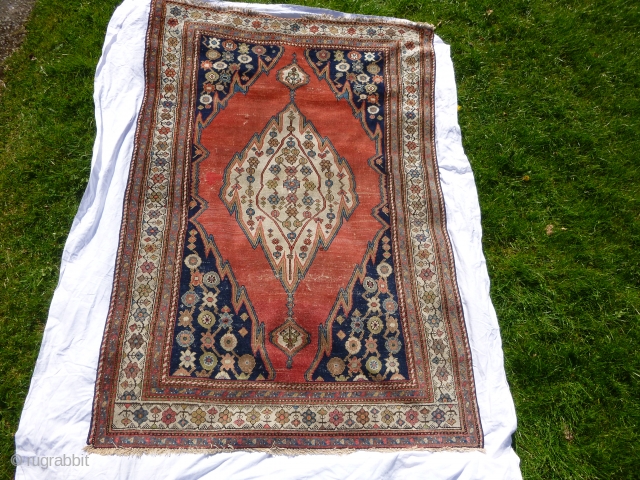 Mazlagan West Persian Rug - low in pile, nice colours. 190cm x 135cm (6'3" x 4'5"). £240 GBP + Postage.             