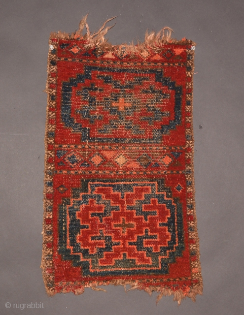 Central Asian Carpet Fragment, Wool, 22 x 12.5, Late 19th Century                      