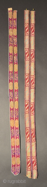 Central Asian Collar Trims, Silk/Cotton, Late 19th/Early 20th Century, Piece on left is 42 x 2.2 inches                