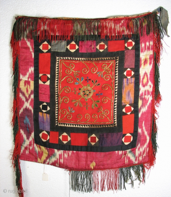 Central Asian Embroidery With Metal Thread Set Into A Patchwork Border Central asian embroidery with metal thread set into a patchwork border