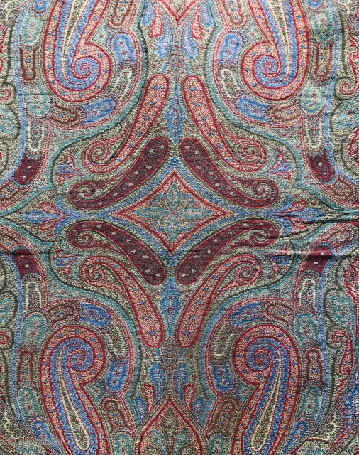 Antique French jacquard loom woven “Paisley “ shawl 
19 c.  Unusually this one is in mint condition size 315 x 150 cm          