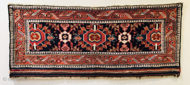 Super mid 19 c Kurdish piled  mafrash panel 
Great colours including lots of aubergine size 115 x 50 cm             