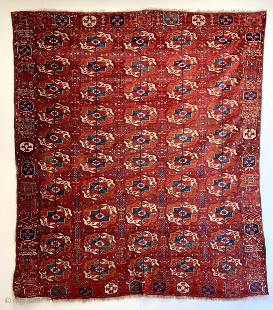 Here is a stunning and very rare Tekke main carpet from the early 19th century or before. Great wool and colours as you would expect, lovely open top and bottom borders and  ...