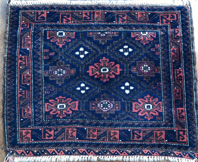 Nice antique Baluch bag with Mina khani design late 19 c
All wool natural dyes has a very unusual light blue detail.
The wool is amazingly soft and shiny needs a surface clean 
Colours  ...