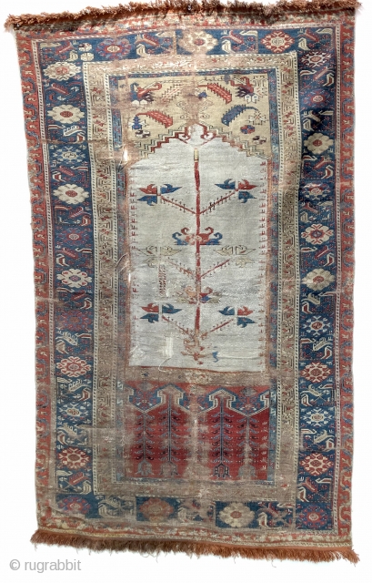 18 c Ladik prayer rug on rare white ground.
Needs a good clean ask for more details                 