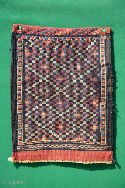 Unusual Shasavan kilim Bag 1900, all vegetable dyes, size is 78 x 30 cm                   