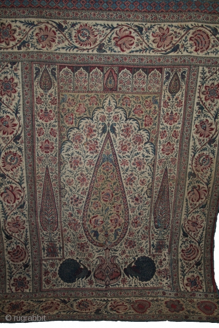 Antique 19th Century Indian Kalamkari, Beautiful piece, Condition..some small hole repair, One Area is repair Nicely). you see in image, Size 195x140 CM...Approx..(IMG_00026083)          